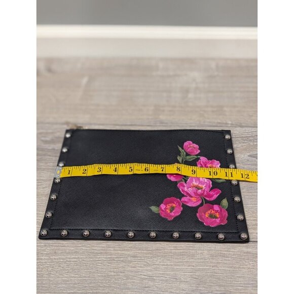 NEW White House Black Market Clutch Purse Handbag Black w Floral pattern Top Zip - Picture 8 of 16